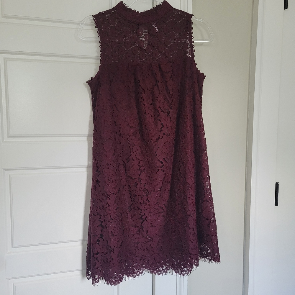 Xhilaration Burgundy Lace Mini Dress